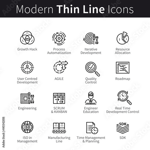 Business growth or startup development icons