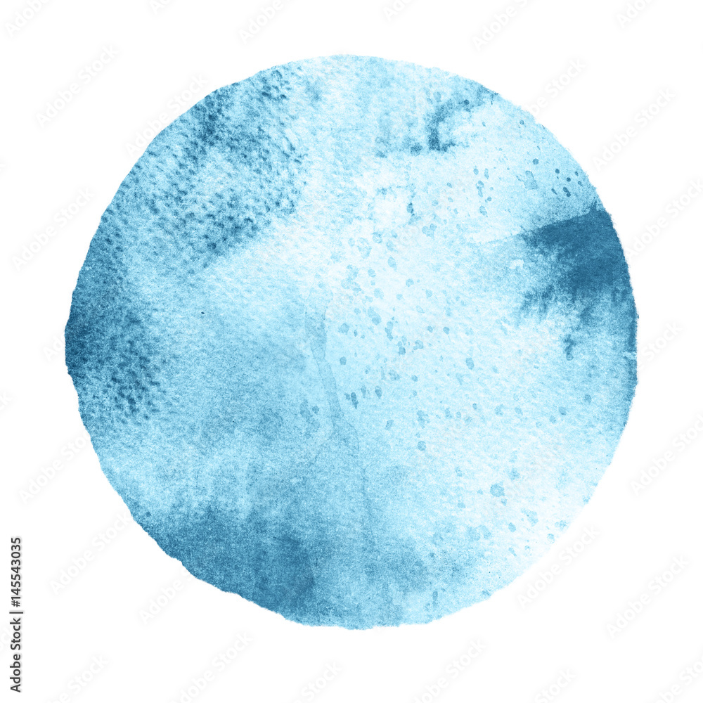 Watercolor abstract blue circle isolated on white Watercolor abstract blue circle isolated on white