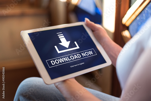 Download concept on a tablet