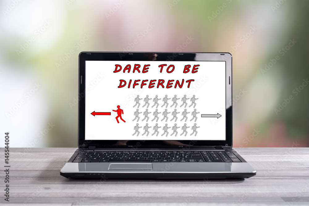 Dare to be different concept on a laptop screen Dare to be different concept on a laptop screen