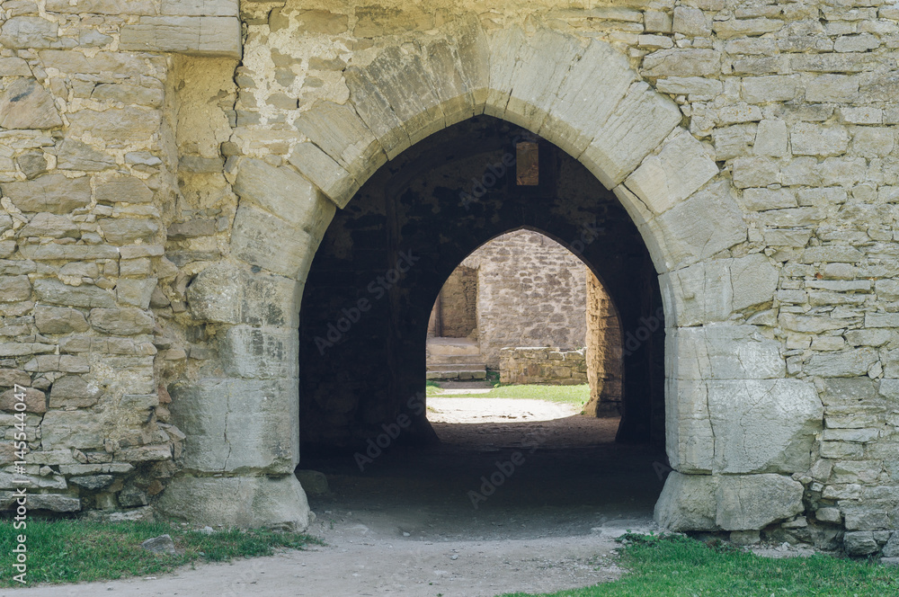 Ancient arch doorway of medieval castle