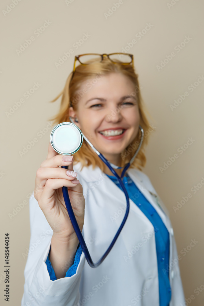 Beautiful blonde in medical dressing Beautiful blonde in medical dressing