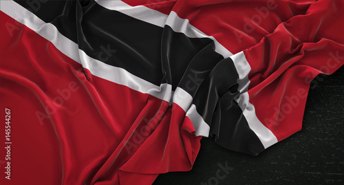 Trinidad and Tobago Flag Wrinkled On Dark Background 3D Render