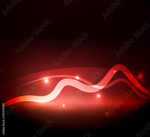 Glowing magic wave line with light effects in darkness