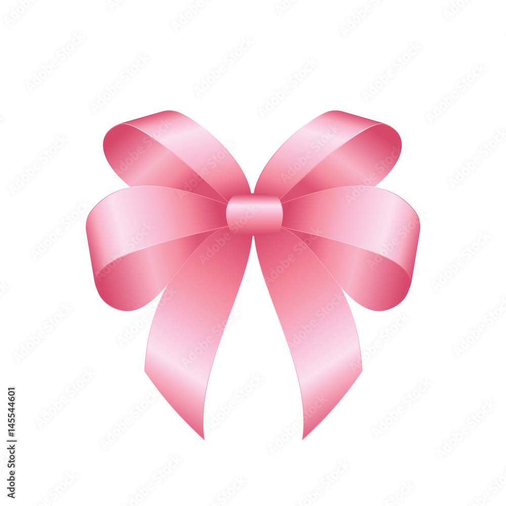 Pink festive tied bow made from ribbon, isolated on white Background Pink festive tied bow made from ribbon, isolated on white Background