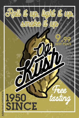 Color vintage marijuana banner