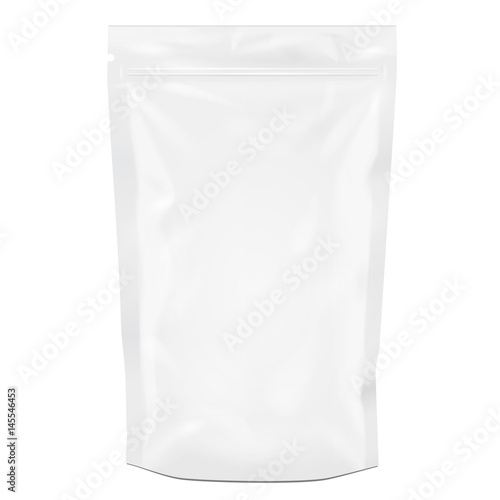 White Blank Foil Food Pouch Bag Pack Vector EPS10