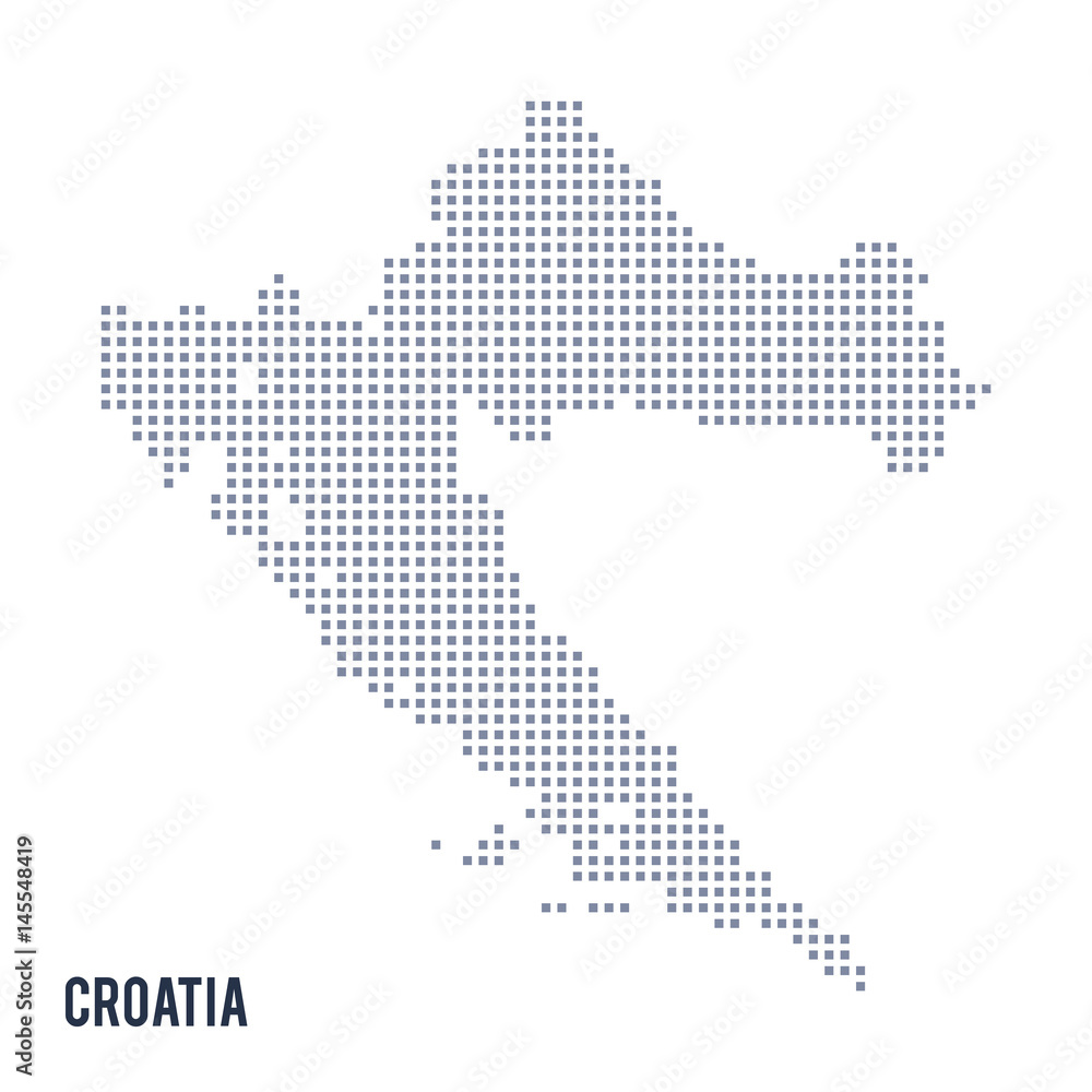 Vector pixel map of Croatia isolated on white background