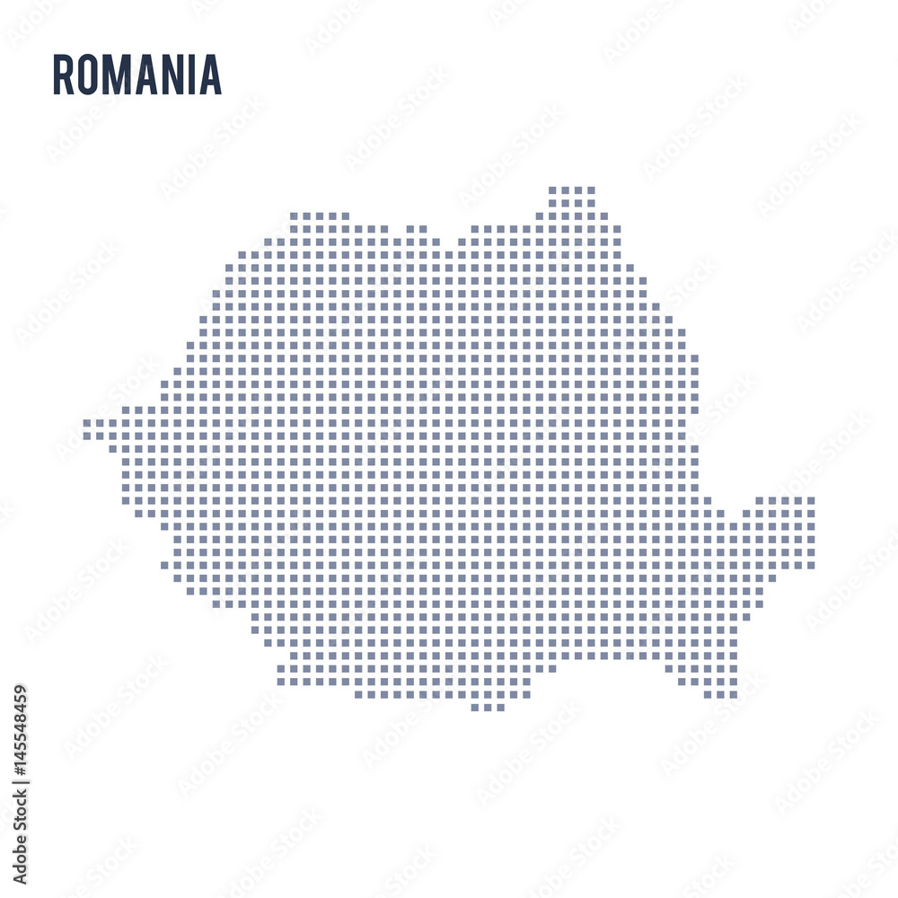 Vector pixel map of Romania isolated on white background