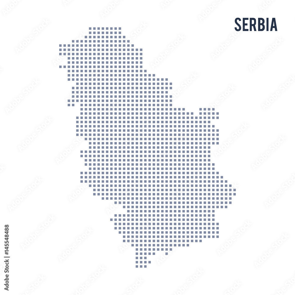 Vector pixel map of Serbia isolated on white background