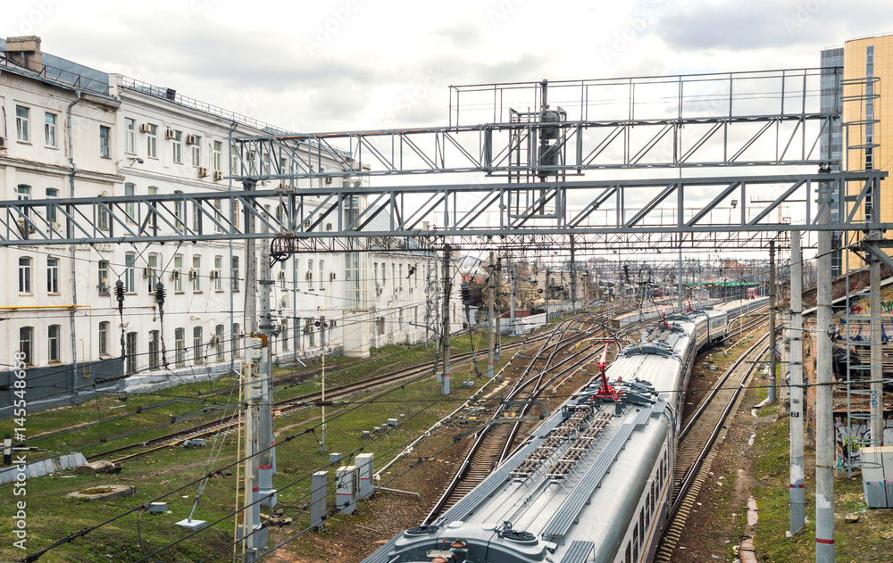 View of the railway on the outskirts of the city View of the railway on the outskirts of the city