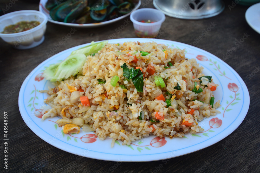 Fried rice with seafood, Thai cuisine Fried rice with seafood, Thai cuisine