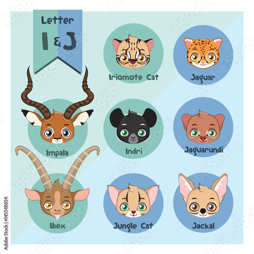 Animal portrait alphabet - Letter I and J