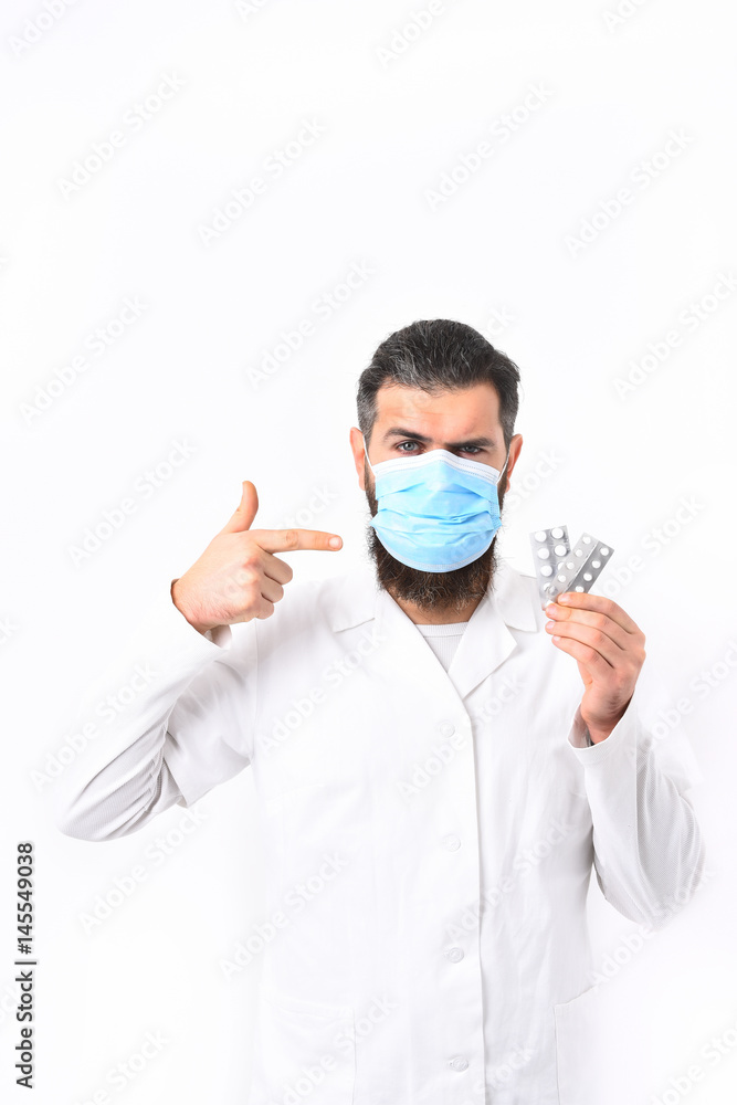 Bearded brutal caucasian doctor or postgraduate student Bearded brutal caucasian doctor or postgraduate student