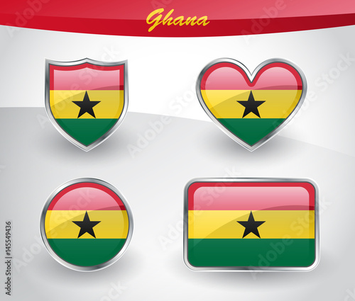 Glossy Ghana flag icon set