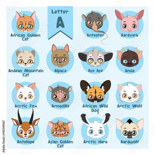 Animal portrait alphabet - Letter A