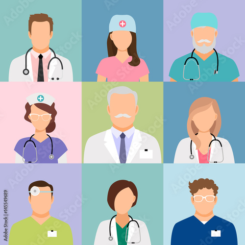 Doctors and nurses profile icons