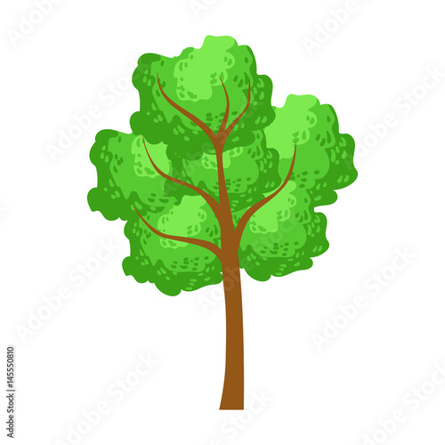 Green tree  element of a landscape. Colorful cartoon vector Illustration