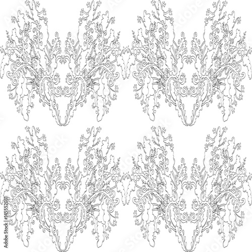 Fototapeta Naklejka Na Ścianę i Meble -  Vector organic seamless abstract background, botanical motif, freehand doodles pattern.