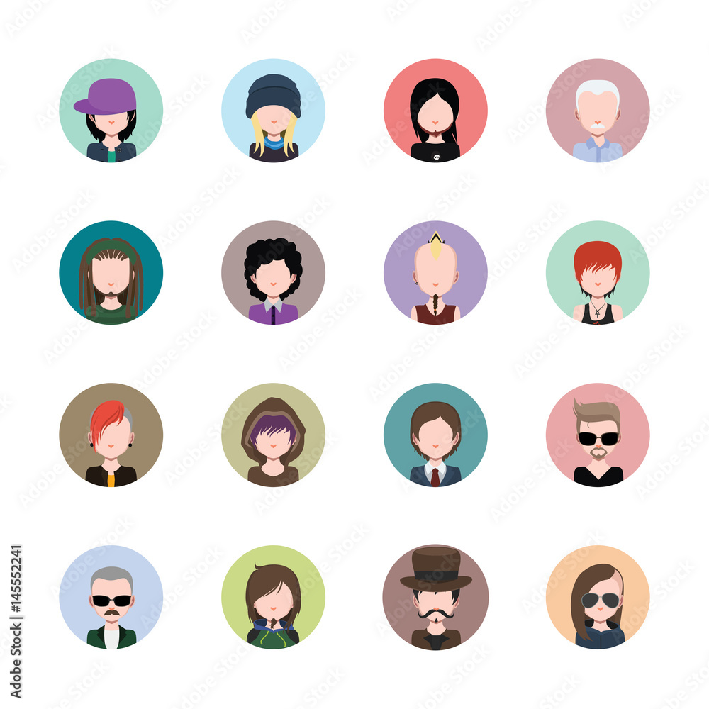 Male avatar collection in circles Male avatar collection in circles