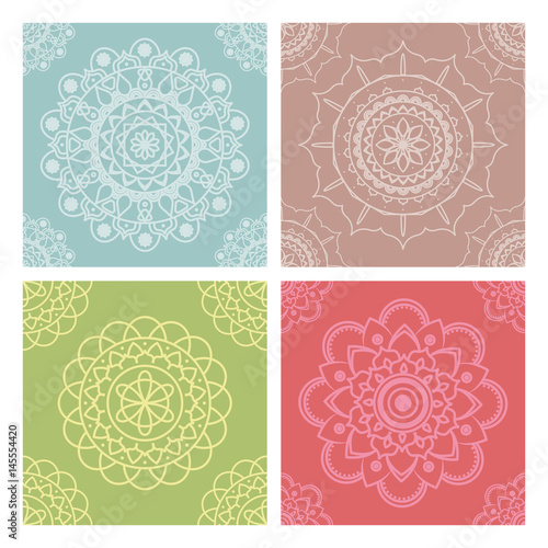Pastel mandala seamless patterns collection