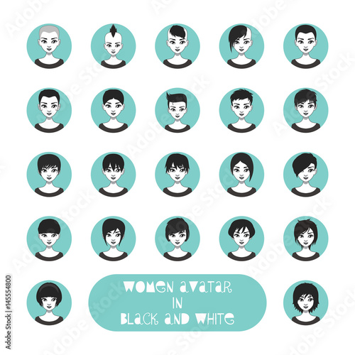Women avatar collection with short hair