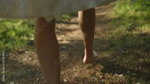 Wallpaper Mural Young Woman Walking In Forest Barefoot Torontodigital.ca