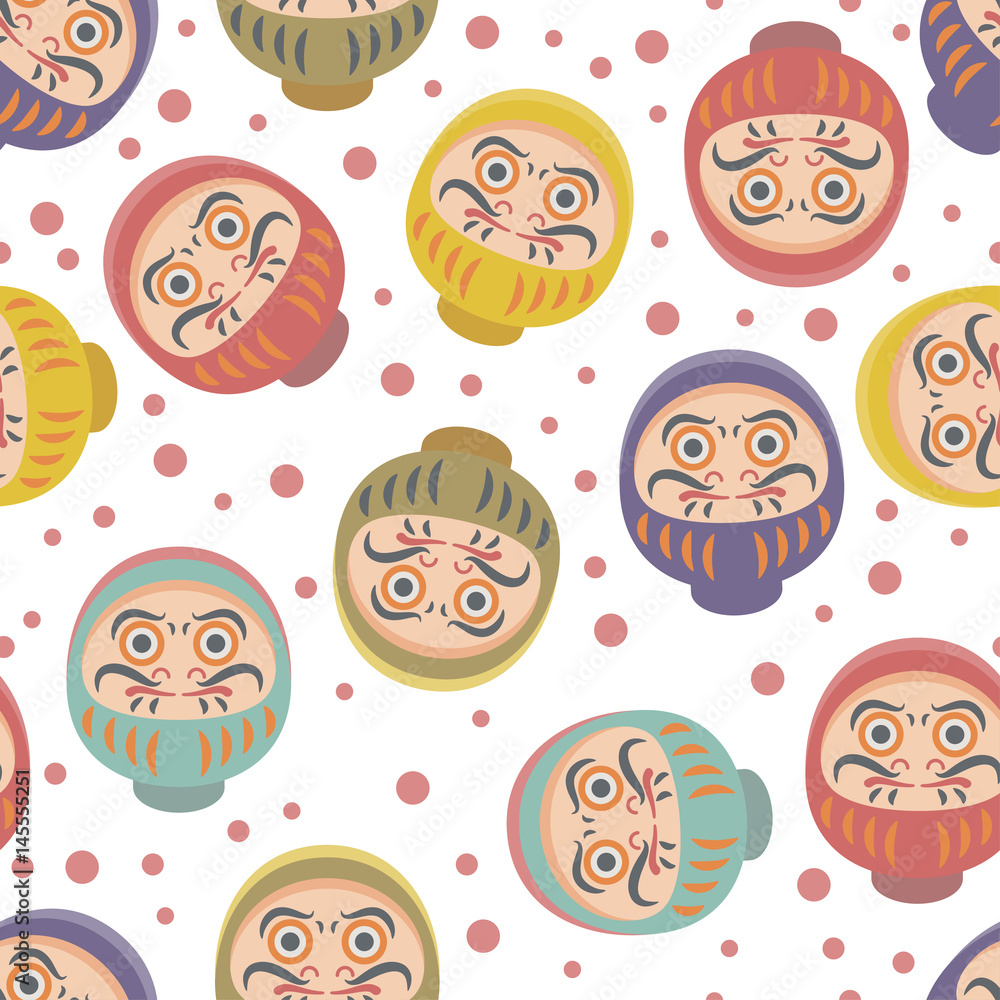 Daruma Dolls Seamless Pattern Daruma Dolls Seamless Pattern