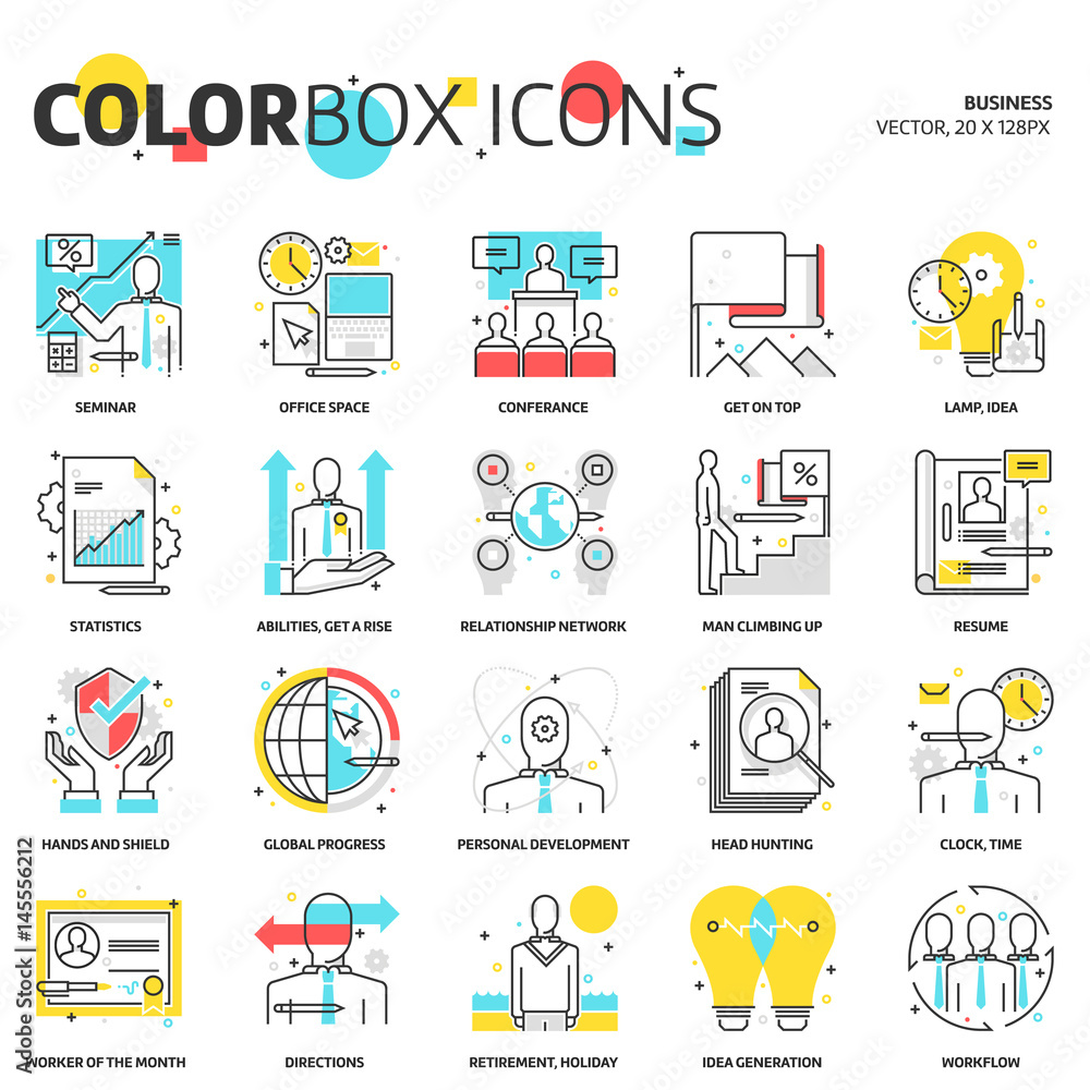 Color box icons, busniness illustrations, icons