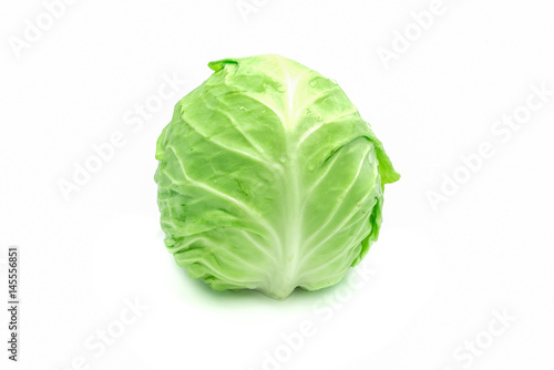 Green cabbage isolated with white background.
