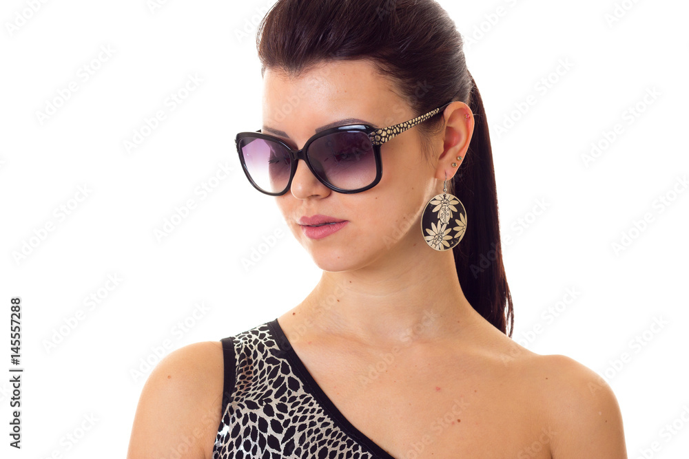 Young woman in swimming suit with sunglasses Young woman in swimming suit with sunglasses