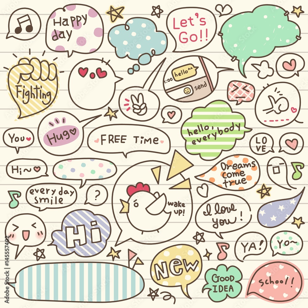 Set of Hand Drawn Speech and Thought Bubbles Doodle Set of Hand Drawn Speech and Thought Bubbles Doodle