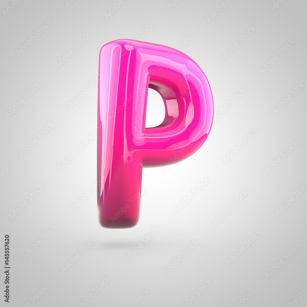 Glossy red and pink gradient paint alphabet letter P uppercase isolated on white background Glossy red and pink gradient paint alphabet letter P uppercase isolated on white background