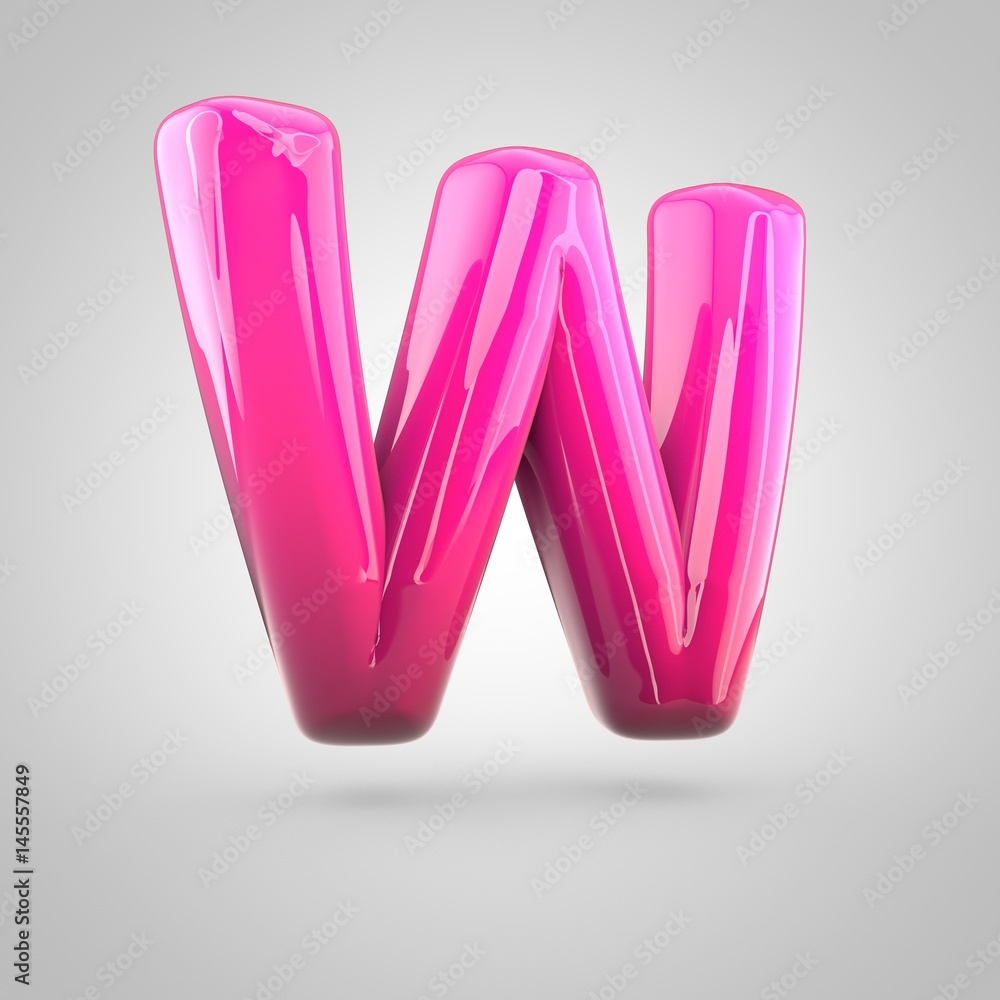 Glossy red and pink gradient paint alphabet letter W uppercase isolated on white background Glossy red and pink gradient paint alphabet letter W uppercase isolated on white background