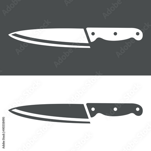 Icono plano cuchillo cocina gris y blanco