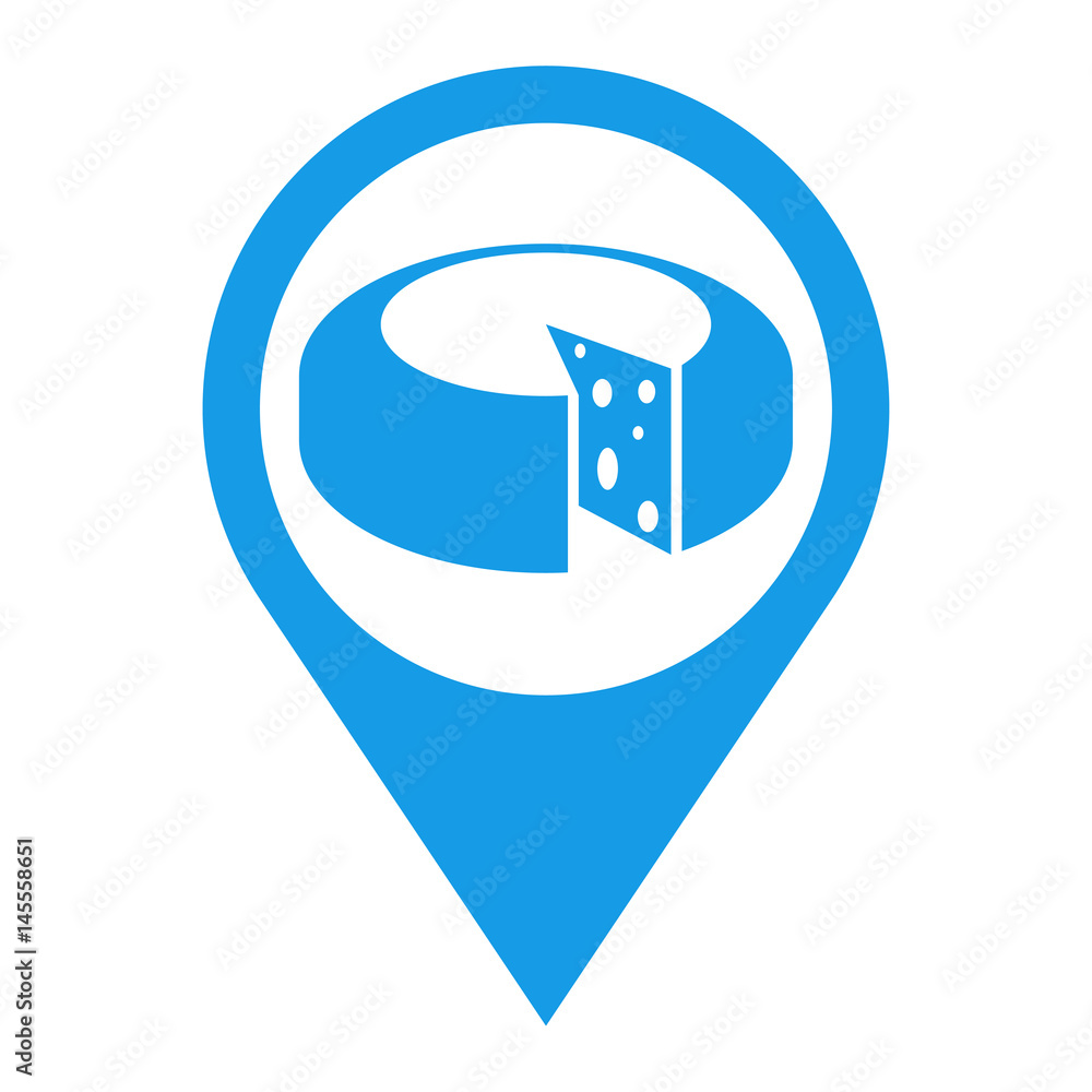 Icono plano localizacion queso emmental azul Icono plano localizacion queso emmental azul