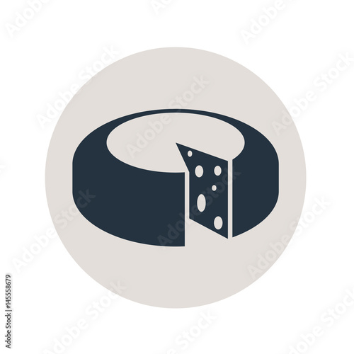 Icono plano queso emmental en circulo gris