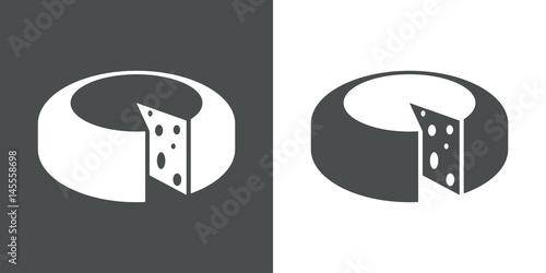 Icono plano queso emmental gris y blanco