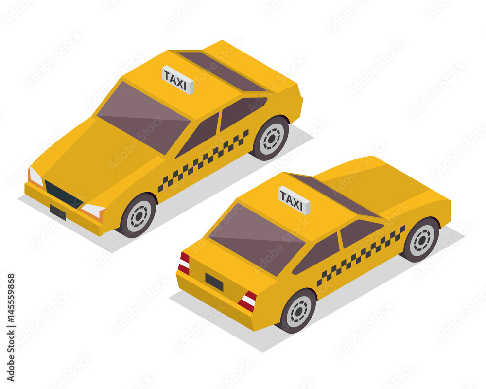 Modern Isometric Urban Vehicle Illustration Logo - Taxi Modern Isometric Urban Vehicle Illustration Logo - Taxi