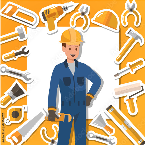 Craftsman working and construction tools. Icon design. no2