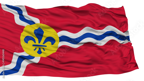 Isolated St. Louis City Flag, City of Missouri State, Waving on White Background, High Resolution