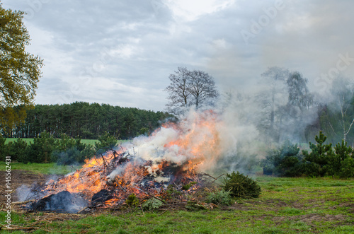 Eater Bonfire burning in the middle of a large natural landscape in Europe © NRoytman Photography