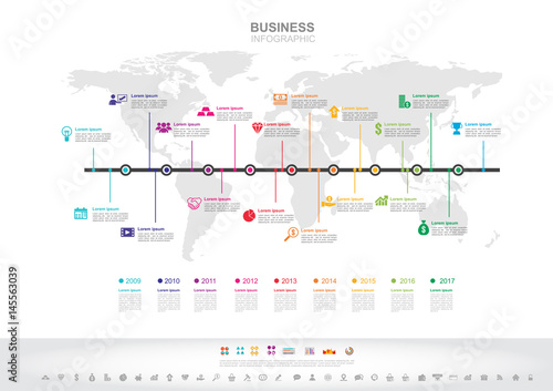 Infographic template. Timeline infographic Business success concept with graph. vector design. Elements of this image furnished by NASA no10 photo