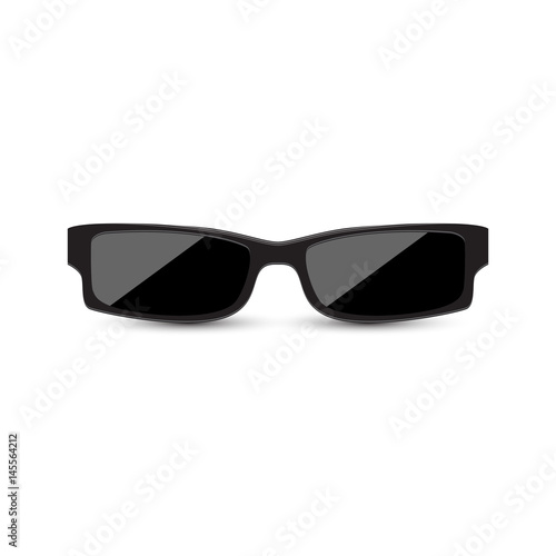 Rectangular narrow black glasses on a white background. Vector illustration.