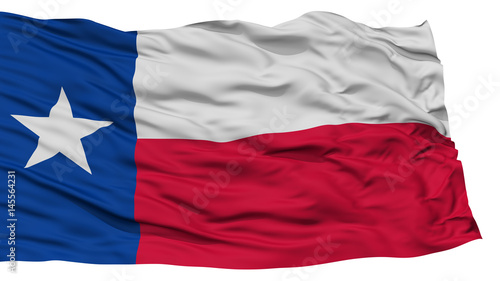 Isolated Texas Flag, USA state, Waving on White Background, High Resolution