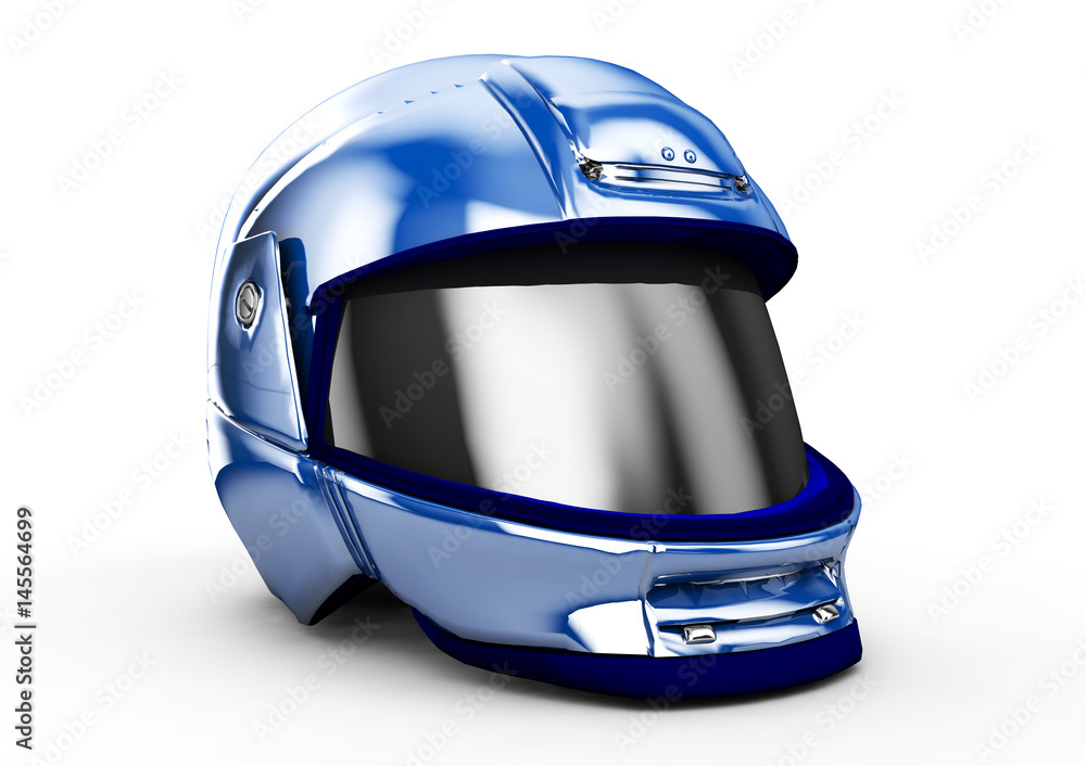 High resolution 3d render blue moto helmet. High resolution 3d render blue moto helmet.