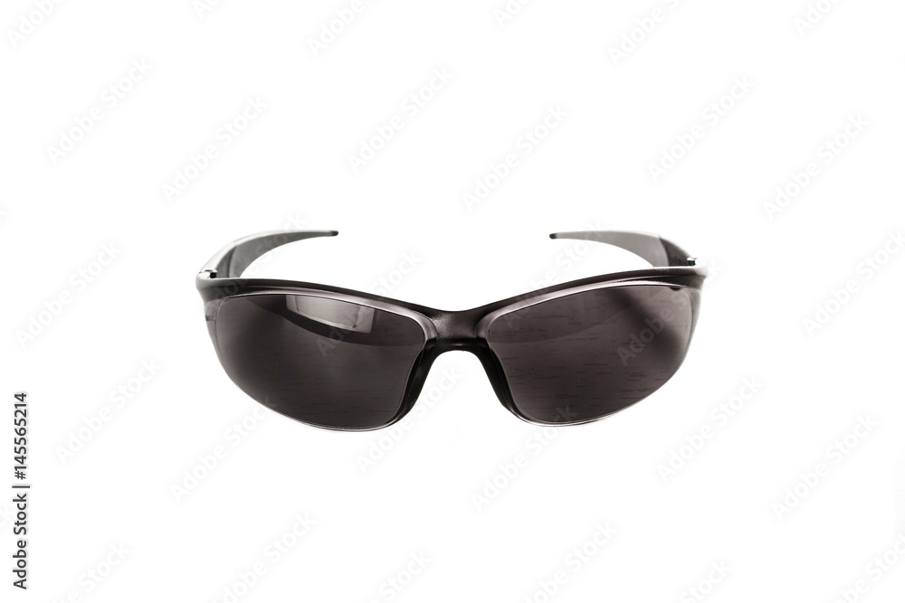 Gafas de sol negras sobre fondo blanco aislado. Vista de frente. Copy space Gafas de sol negras sobre fondo blanco aislado. Vista de frente. Copy space