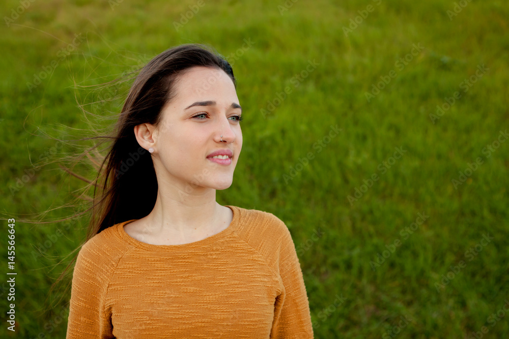 Outdoor portrait of beautiful happy teenager girl Outdoor portrait of beautiful happy teenager girl