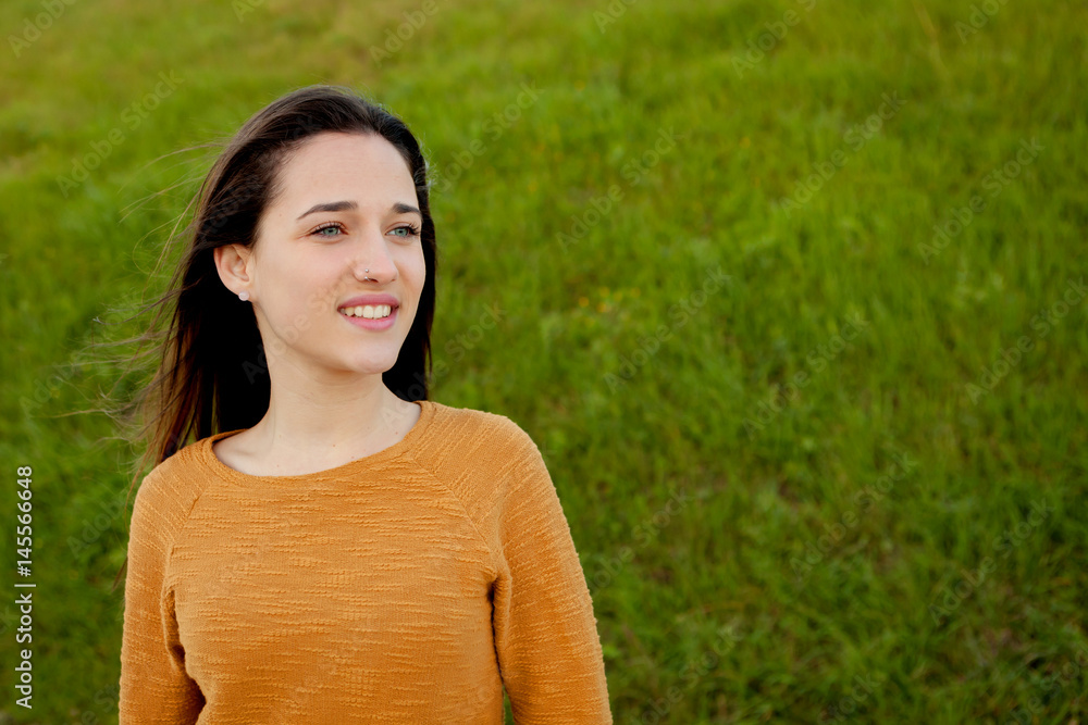Outdoor portrait of beautiful happy teenager girl Outdoor portrait of beautiful happy teenager girl