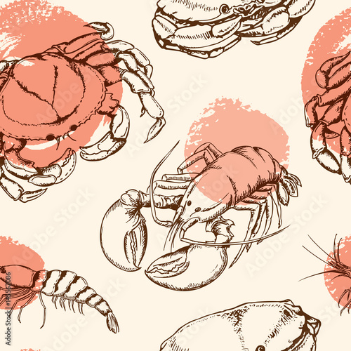 Seamless pattern with crab